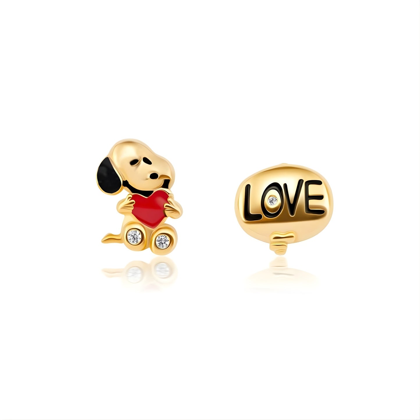 Peanuts x Crislu Snoopy Love 18kt Yellow Gold Finished Earrings