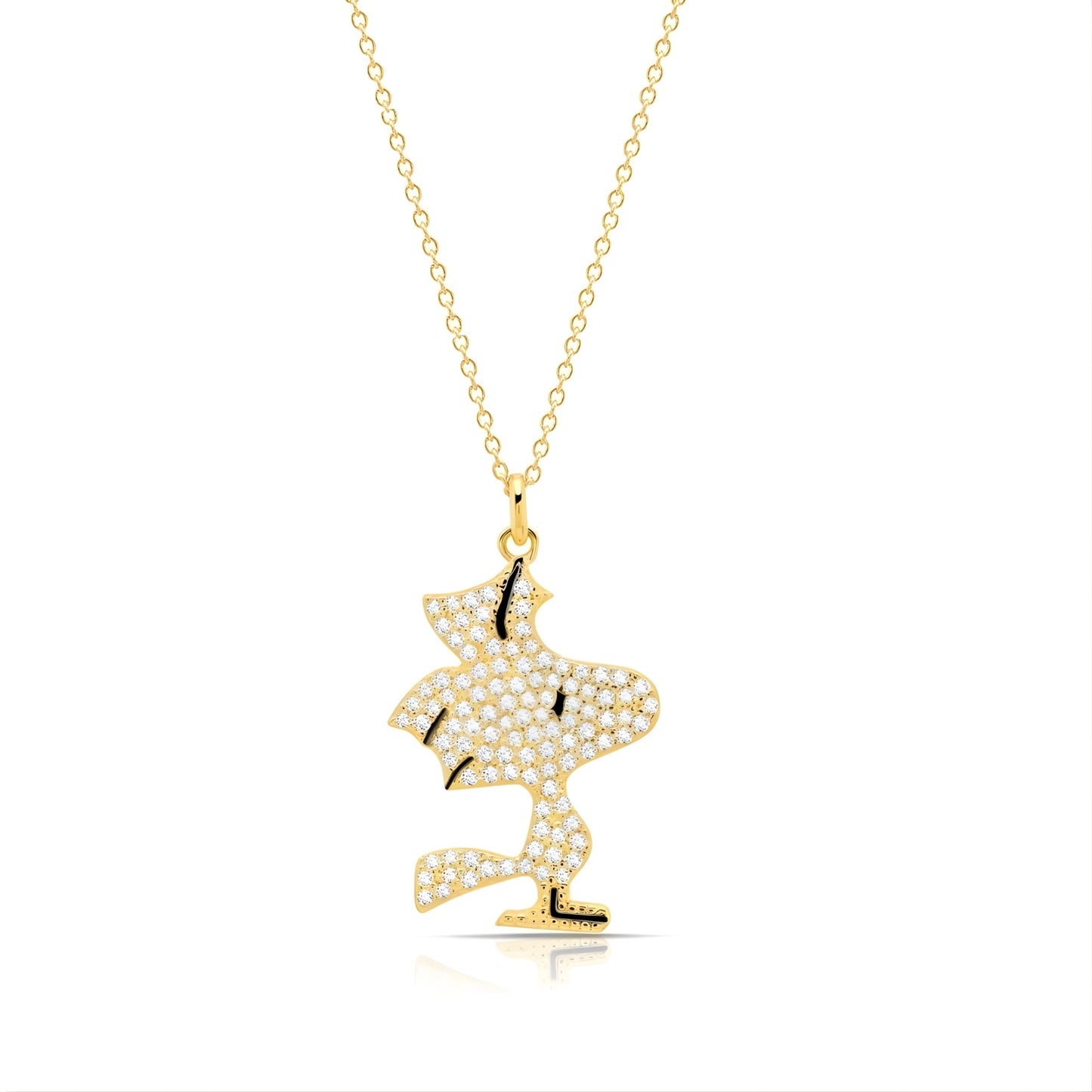 Peanuts x Crislu Woodstock Gold-Tone Pavé Crystal Pendant Necklace