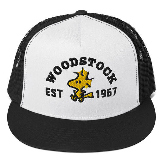 Peanuts Woodstock Embroidered Trucker Hat Black/ White/ Black-0