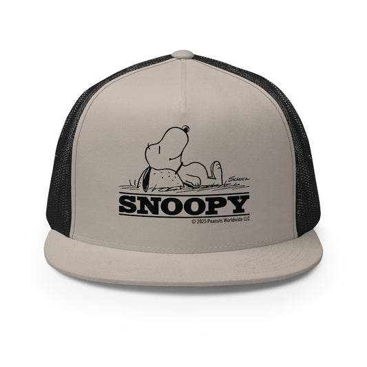 Peanuts Relaxing Snoopy Trucker Hat Silver/black-0
