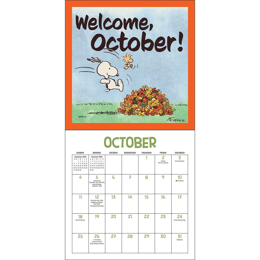 Peanuts®: @Snoopygrams 2026 Mini Wall Calendar