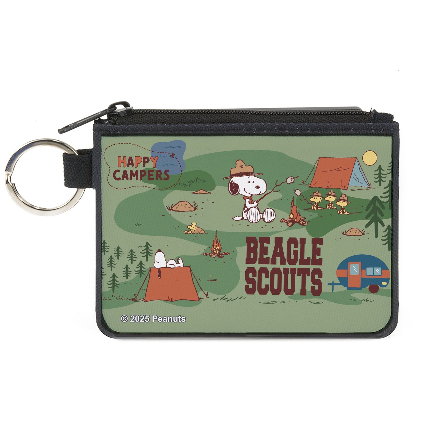 Canvas Zipper Wallet - MINI X-SMALL - Peanuts HAPPY CAMPER BEAGLE SCOUTS Scenes
