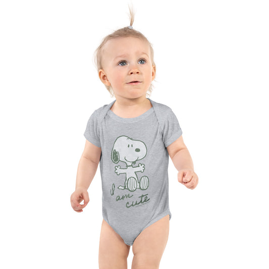 Snoopy I Am Cute Baby Bodysuit-4