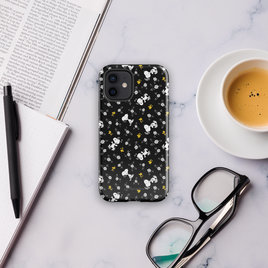Peanuts Woodstock and Snoopy Floral Pattern iPhone Tough Case-1