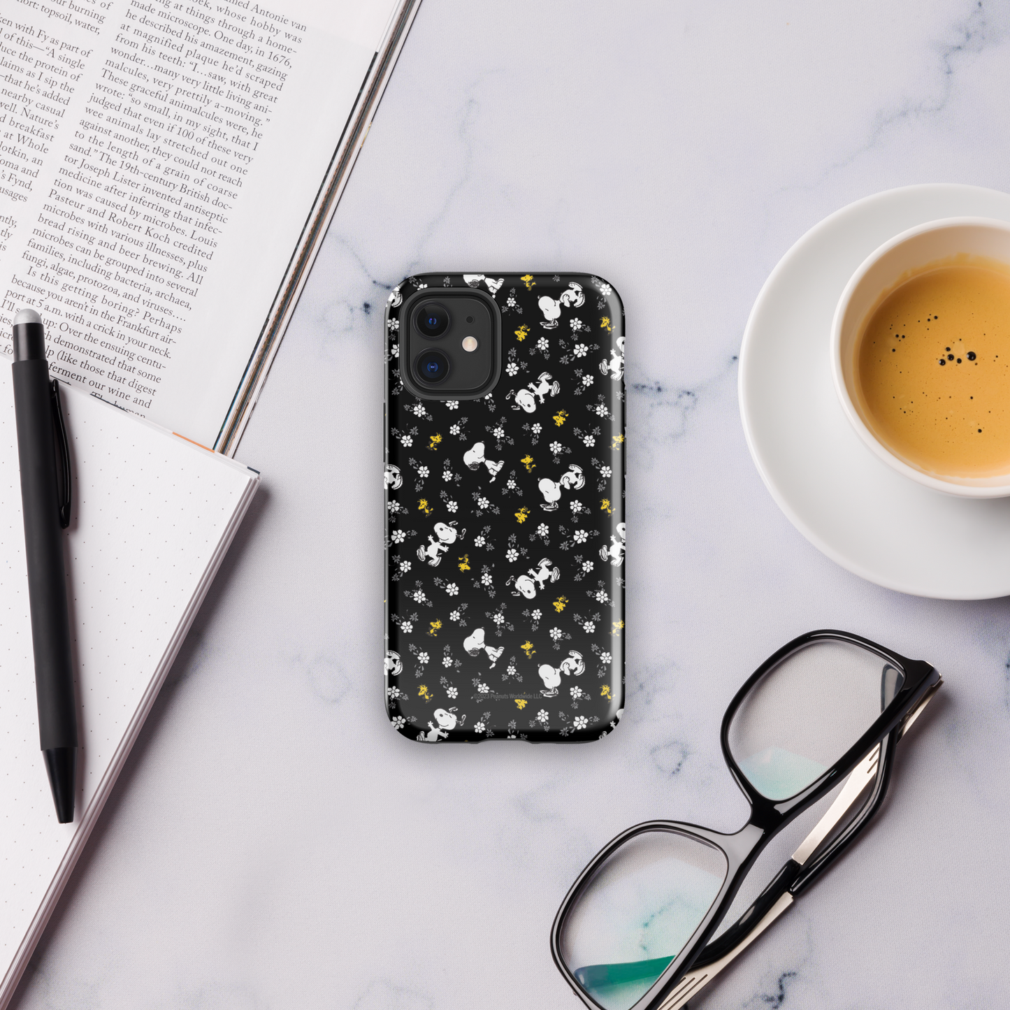 Peanuts Woodstock and Snoopy Floral Pattern iPhone Tough Case