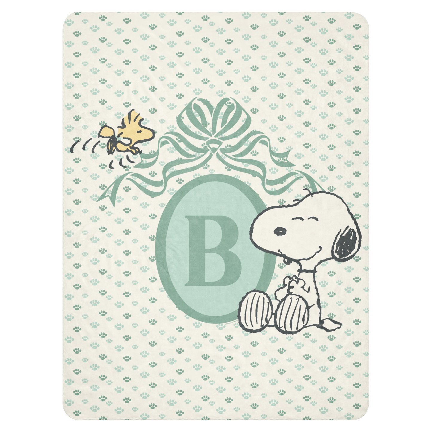 Peanuts Snoopy Personalized Baby Initials Sherpa Blanket
