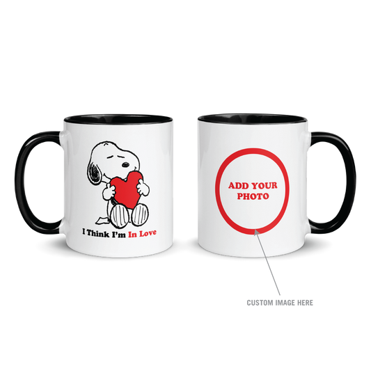 Snoopy I Think I'm In Love Personalized Two Tone Mug-0