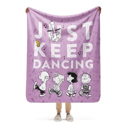 Peanuts Just Keep Dancing Sherpa Blanket-11