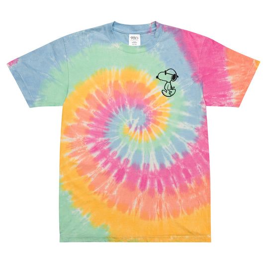 Peanuts Joe Cool Embroidered Oversized Tie-Dye T-Shirt