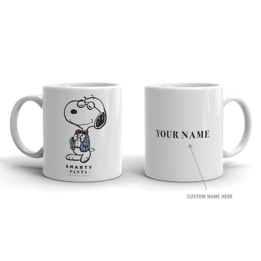 Snoopy Smarty Pants Personalized White Mug-0