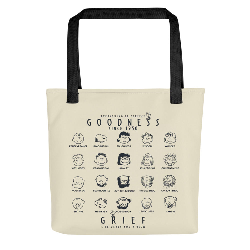 Peanuts Goodness Grief Tote Bag Black Handles