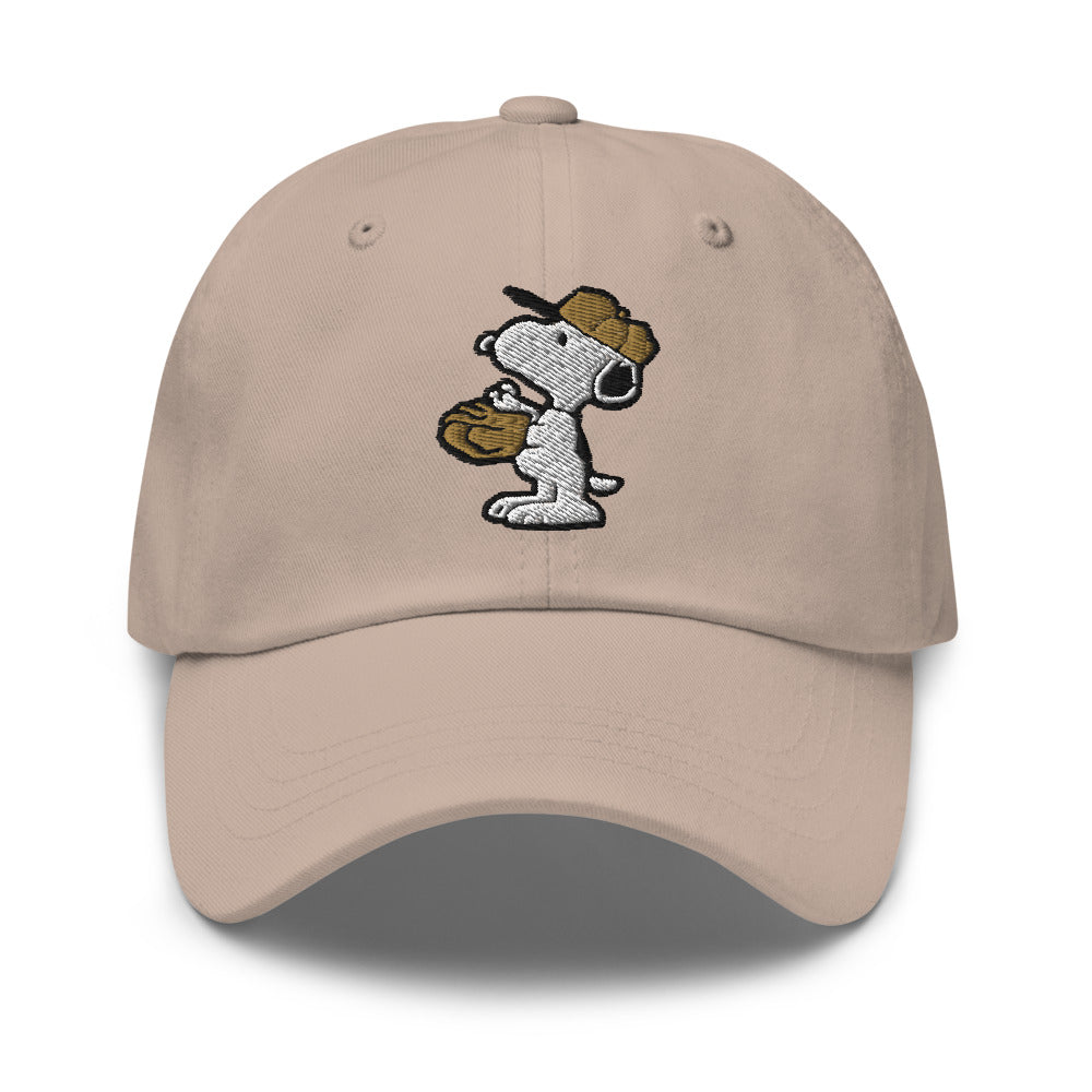 Peanuts Snoopy Baseball Embroidered Classic Dad Hat Stone