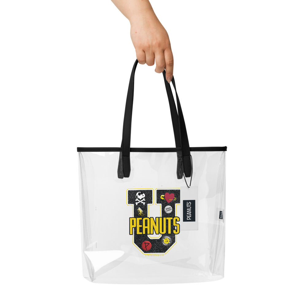 Peanuts Grunge Varsity Clear Tote Bag