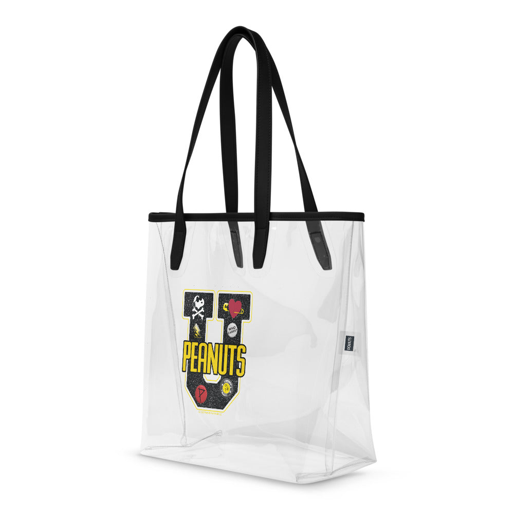 Peanuts Grunge Varsity Clear Tote Bag