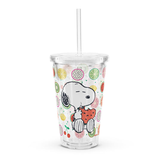 Peanuts Fruits Clear Plastic Tumbler-0