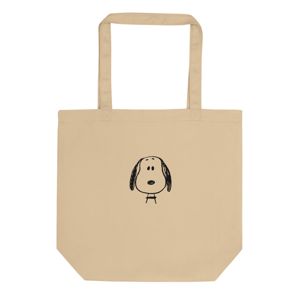 Peanuts Snoopy Face Embroidered Tote Bag Oyster