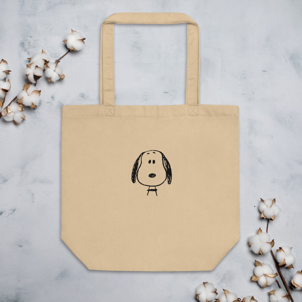 Peanuts Snoopy Face Embroidered Tote Bag
