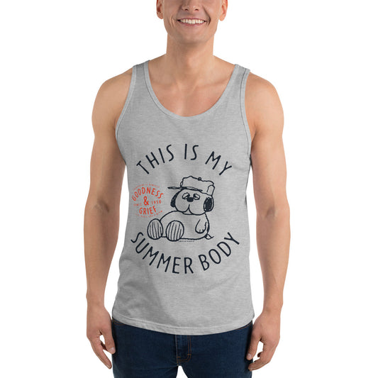 Peanuts This Is My Summer Body Unisex Tank Top Heather Grey-1