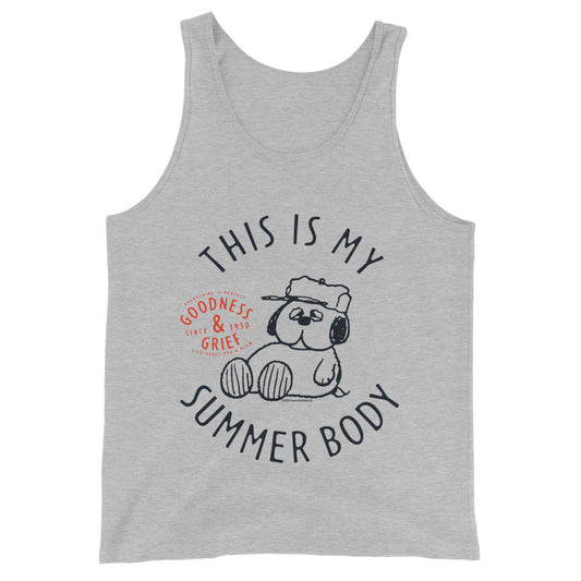 Peanuts This Is My Summer Body Unisex Tank Top Heather Grey-0