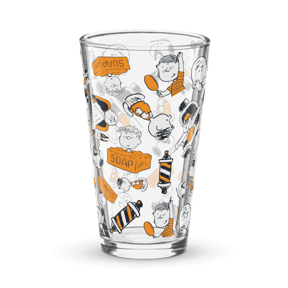 Chuck's Barber Shop Pattern Pint Glass
