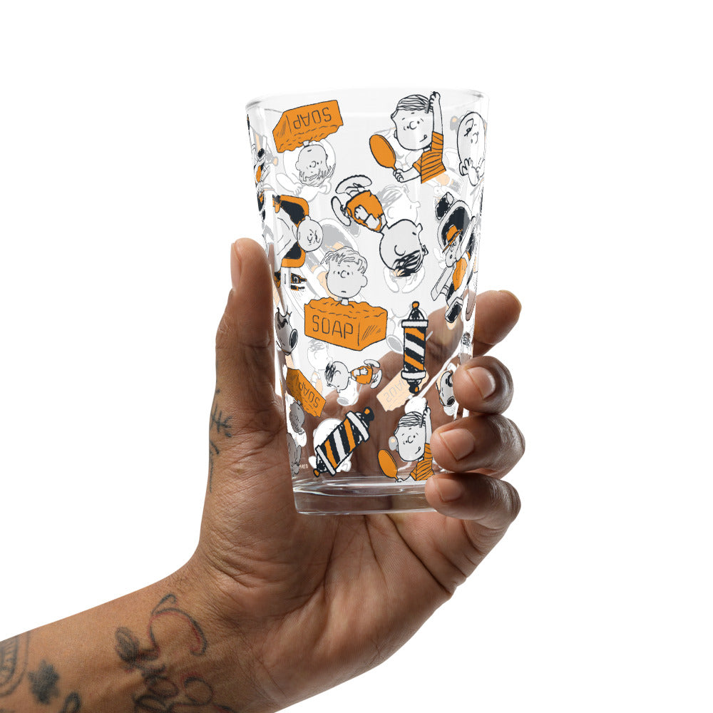Chuck's Barber Shop Pattern Pint Glass