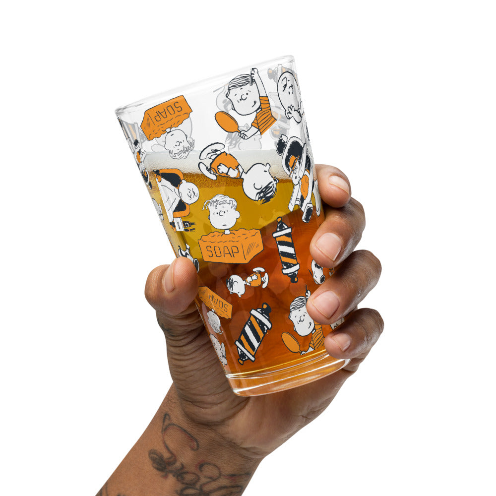Chuck's Barber Shop Pattern Pint Glass