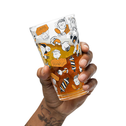 Chuck's Barber Shop Pattern Pint Glass-3