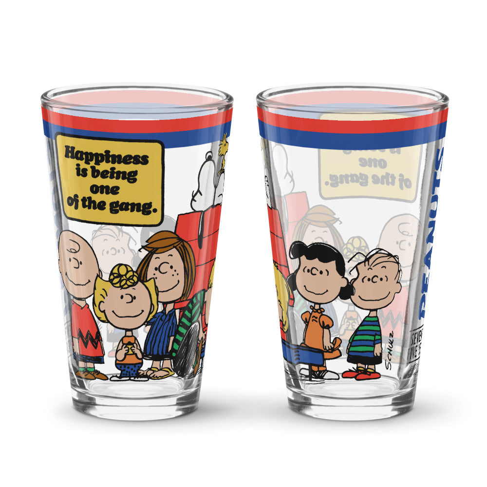 Peanuts 75th Anniversary Pint Glass #3 - Happiness Is Being Part Of The Gang Pint Glass
