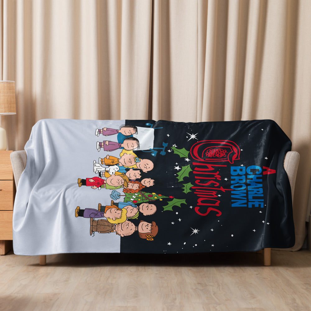 Peanuts A Charlie Brown Christmas Gang Sherpa Blanket