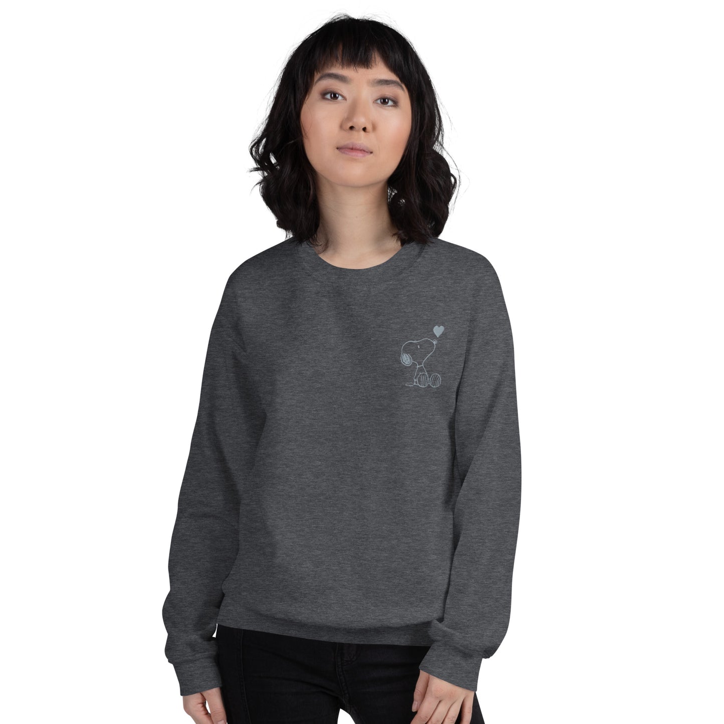Peanuts Embroidered Crewneck Snoopy Love