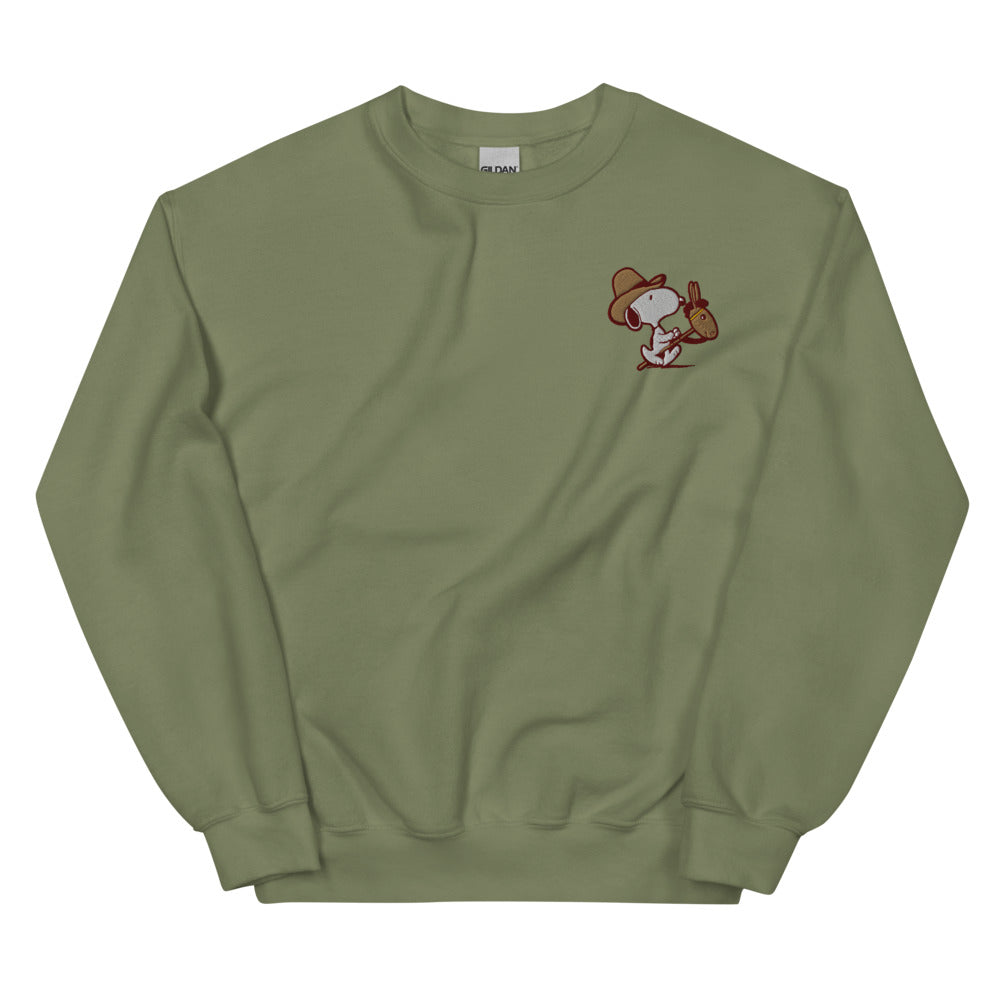 Peanuts Snoopy Cowboy Embroidered Crewneck - Main Image