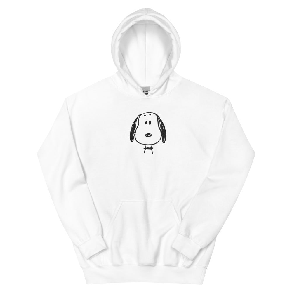 Peanuts Snoopy Face Embroidered Hoodie White