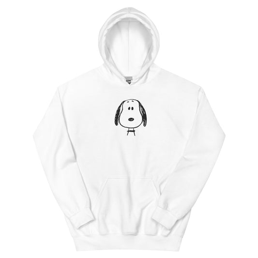 Peanuts Snoopy Face Embroidered Hoodie White-0