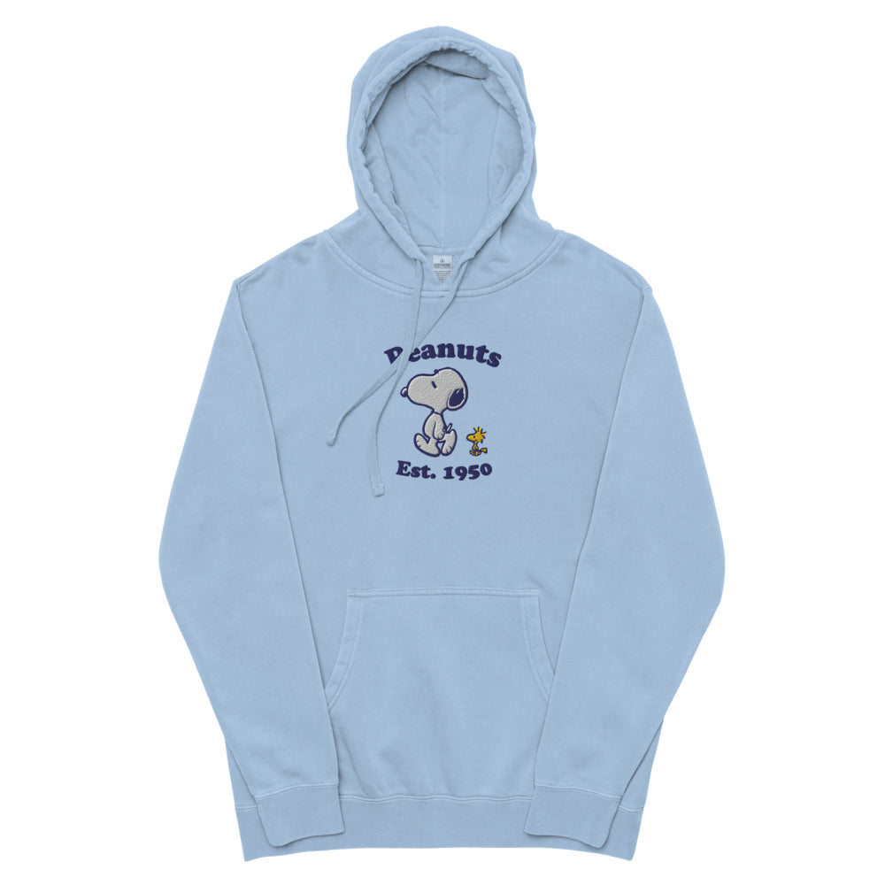 Peanuts Best Buddies Embroidered Hoodie Pigment Light Blue