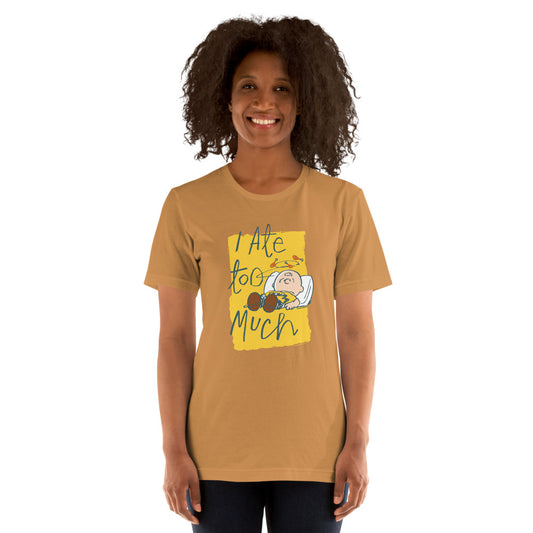 Peanuts Charlie Brown I Ate Too Much Unisex T-Shirt-3