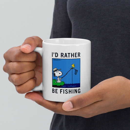 Snoopy I'd Rather Be Fishing White Mug-3