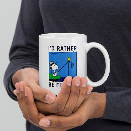 Snoopy I'd Rather Be Fishing White Mug-4