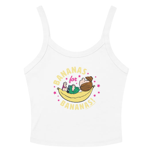 Peanuts Bananas For Bananas Women's Micro-Rib Tank Top Solid Navy Blend-3
