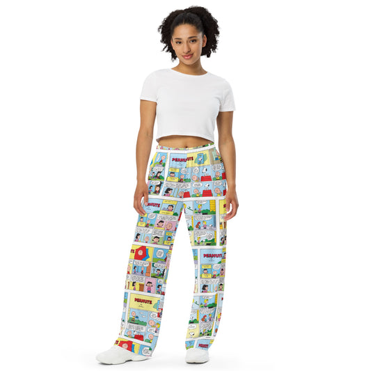 Comic Strips Color Adult Wide Leg Pants-3