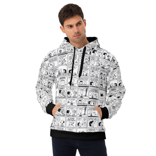 Comic Stripes Black and White Adult Hoodie-3