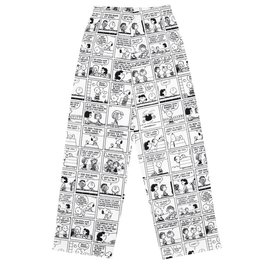 Comic Stripes Black and White Adult Wide Leg Pants-2