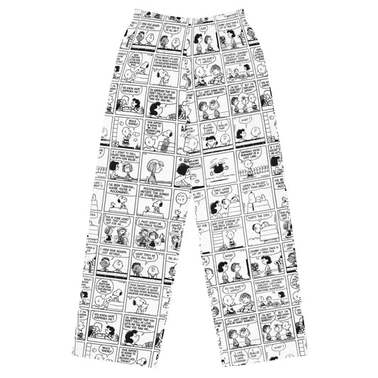 Comic Stripes Black and White Adult Wide Leg Pants-0