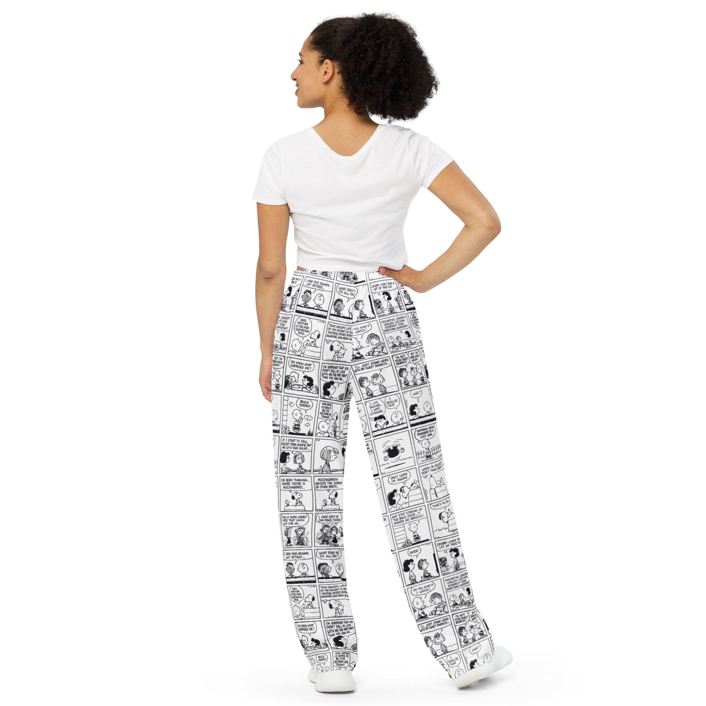 Comic Stripes Black and White Adult Wide Leg Pants
