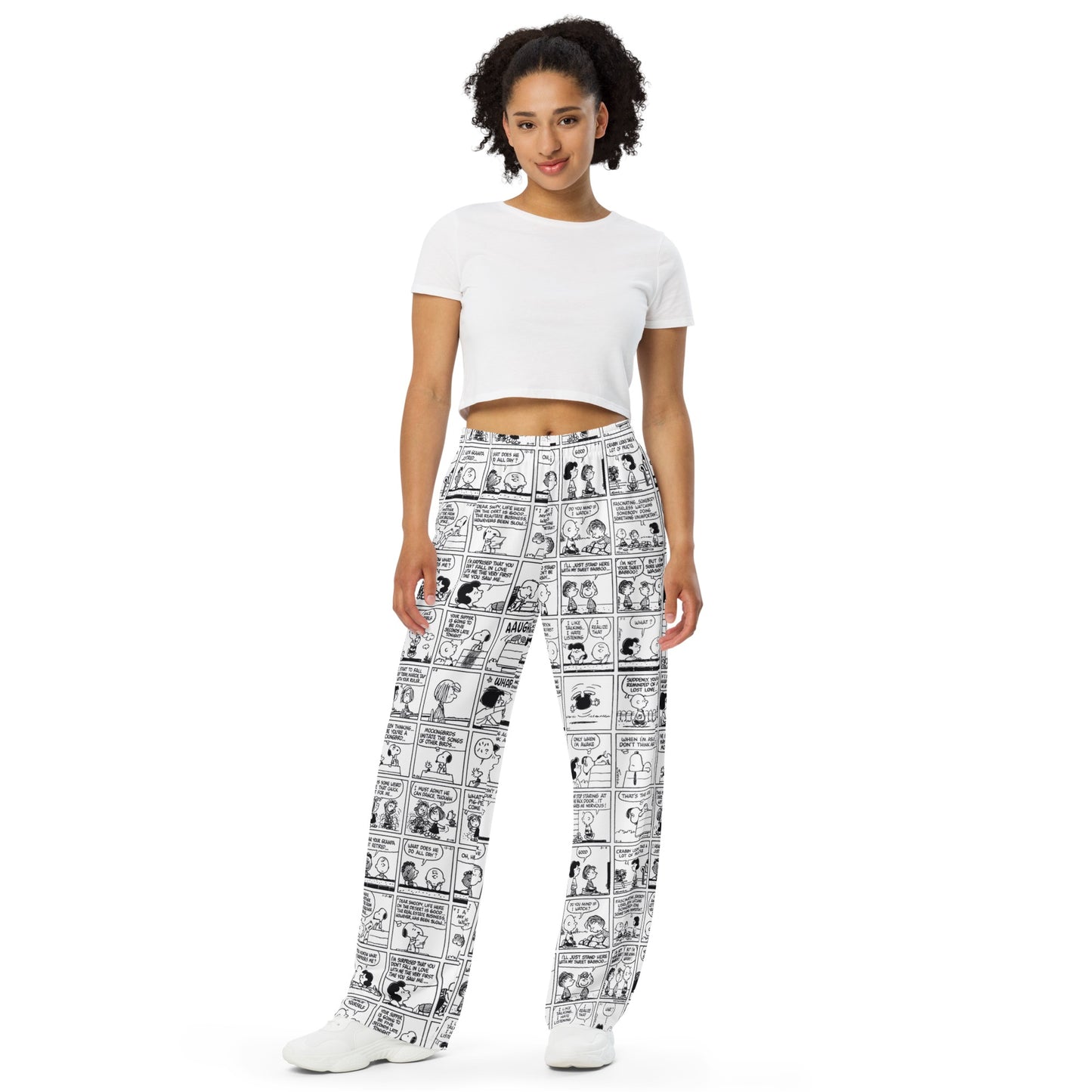 Comic Stripes Black and White Adult Wide Leg Pants