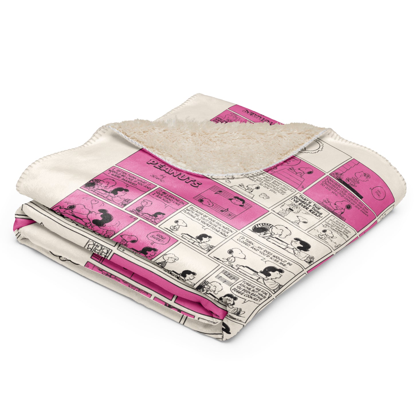 Peanuts Comic Heart Sherpa Blanket