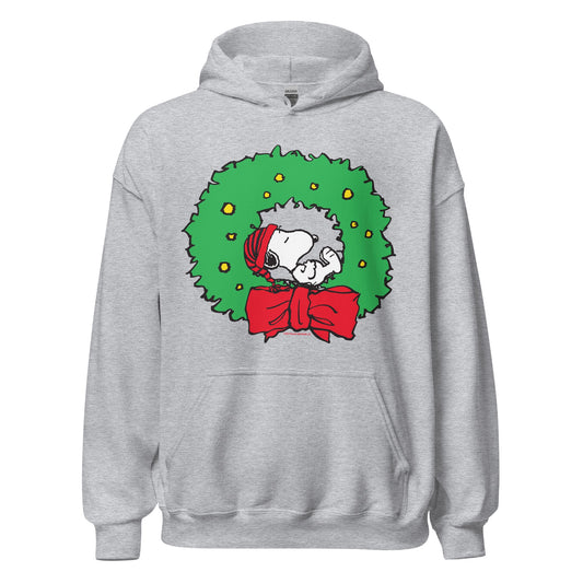 Snoopy Christmas Wreath Adult Hoodie-0