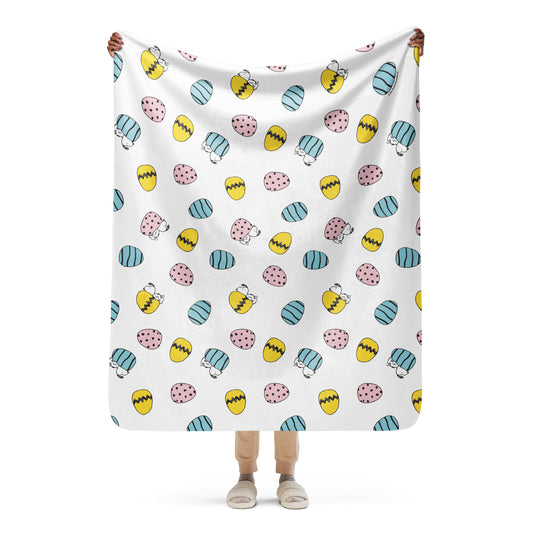 Peanuts Snoopy Easter Eggs Sherpa Blanket-3