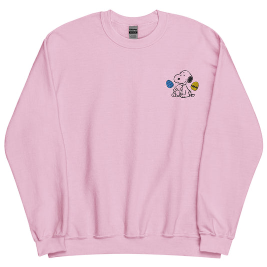 Snoopy Easter Eggs Embroidered Crewneck Sweatshirt-0