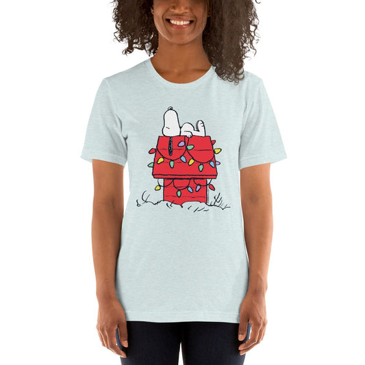 Snoopy House with Lights Adult T-Shirt-2
