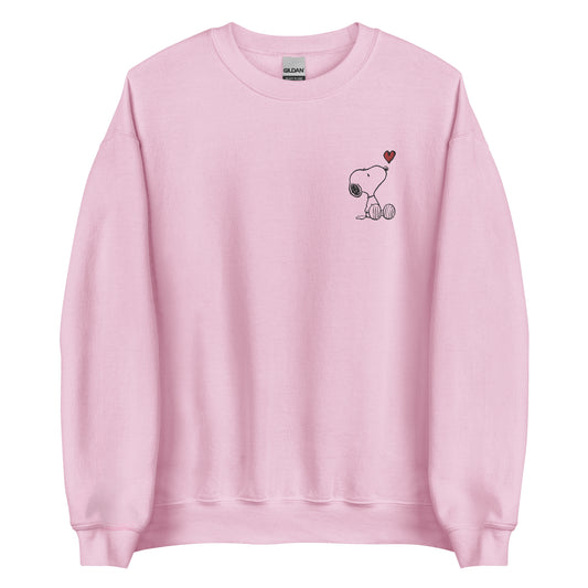 Snoopy Heart Embroidered Adult Crewneck-0